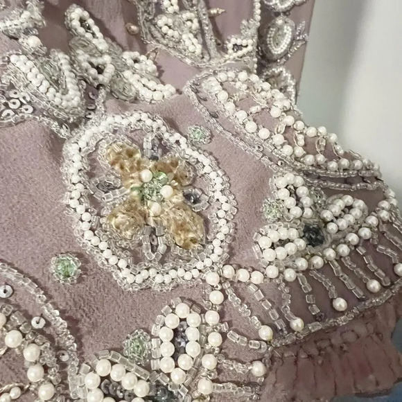 JOVOVICH HAWK Silk Embellished Beaded Dress in Grey size 4‎ - Picture 7 of 10